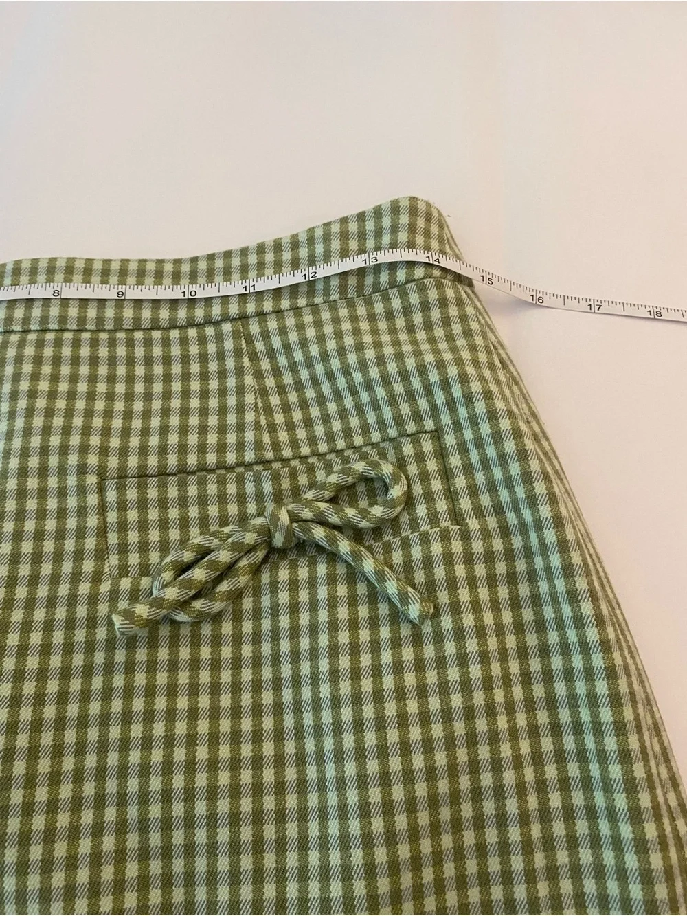 NWT Avec Les Filles Light Green Gingham Mini Skirt